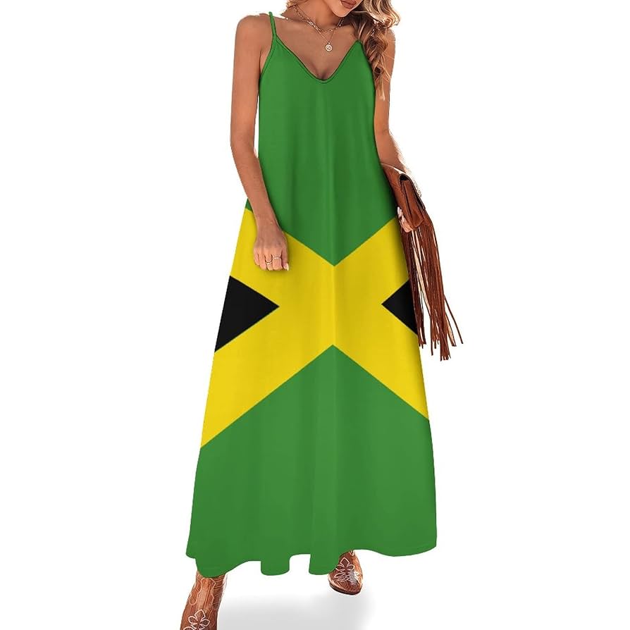 洋書 JAMAICA Amazon.com: Elegant Casual Jamaican Flag Long Dress for